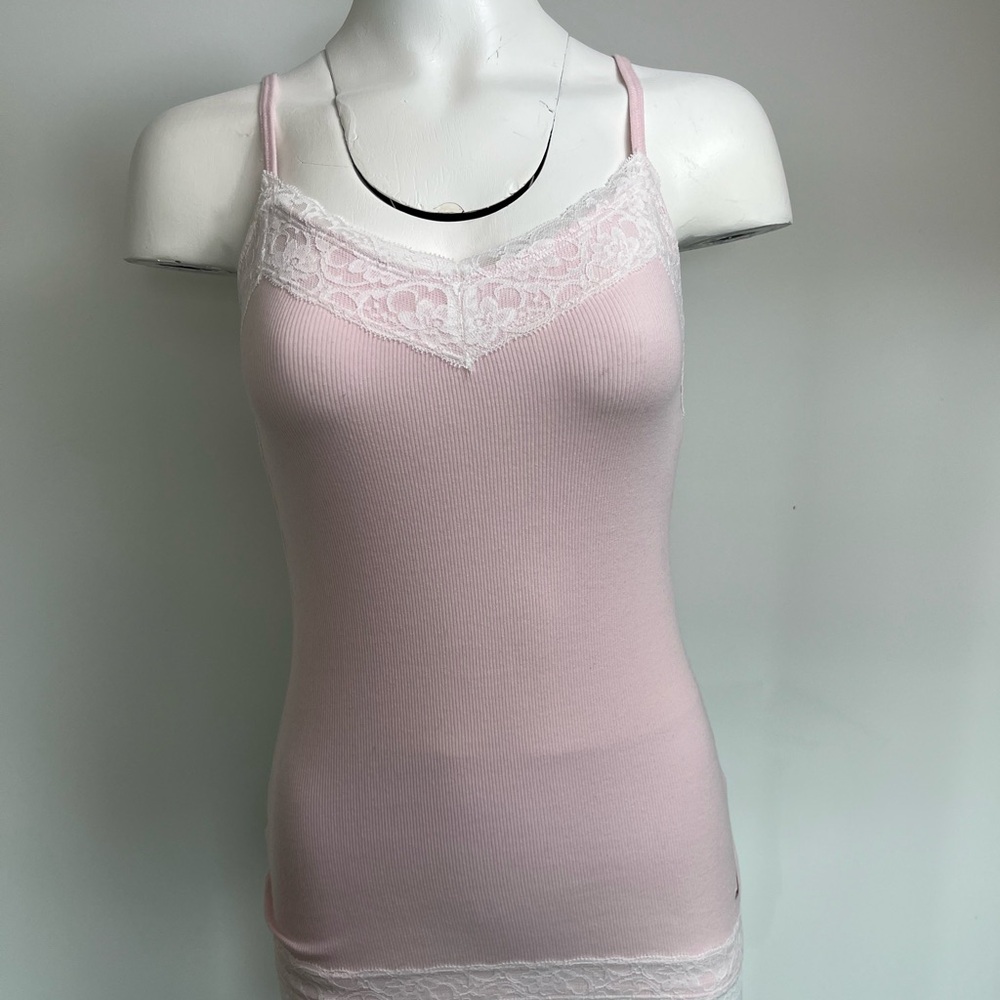 Hollister Pale Pink Lace-Trim Camisole Tank